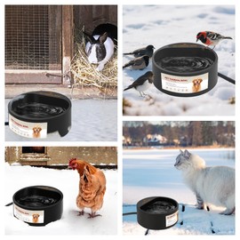 Billionchains Dog Heated Water Bowl for Outdoor No Freeze Water Bowl with Chew Resistant Cord, 2.2L, Black