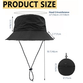 Beurlike Sun Hat for Men Women Bucket Boonie Hats Quick Dry Packable Safari Hat UV Protection for Fishing Hiking Gardening(Black)
