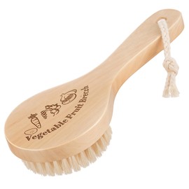 Honeydak 1 Pcs Wooden Potato Scrubber Brush Vegetable Cleaning Scrubber 7.87 Inch Long 3.15 Inch in Diameter with Long Handle for Potato Carrot Cucumber Fruits Dish Brush for Pans Pots