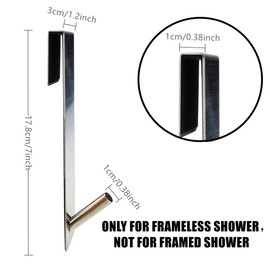 Eidoct Extended Shower Door Hooks, 7-Inch Over Door Hooks for Bathroom Frameless Glass Shower Door,Rack Hooks,Towel Hooks (4, Silver)