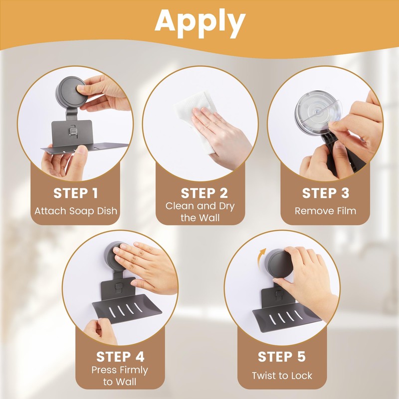 Soap Holder for Shower Wall Suction Cup Bar Soap Dish