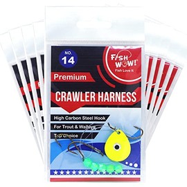 10pks Fish WOW!® 3-Hook Crawler Harness Walleye Spinner Rig #14