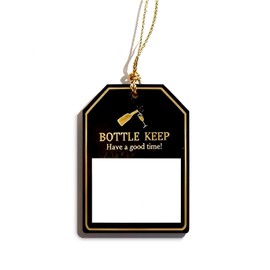 YOUYUELI Paper Disposable Bottle Keeper Tags with Gold String for Commercial Bistro Bar Restaurant Club (Rectangle (Pack of 20))
