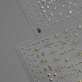 Moon Star Nail Art Stickers Decals 3D Gold Bronzing Nail Stickers Star Moon Luxury Nail Design Self-Adhesive Nail Decals Manicure Sliders for Women Girls DIY Nail Art Decorations Supplies