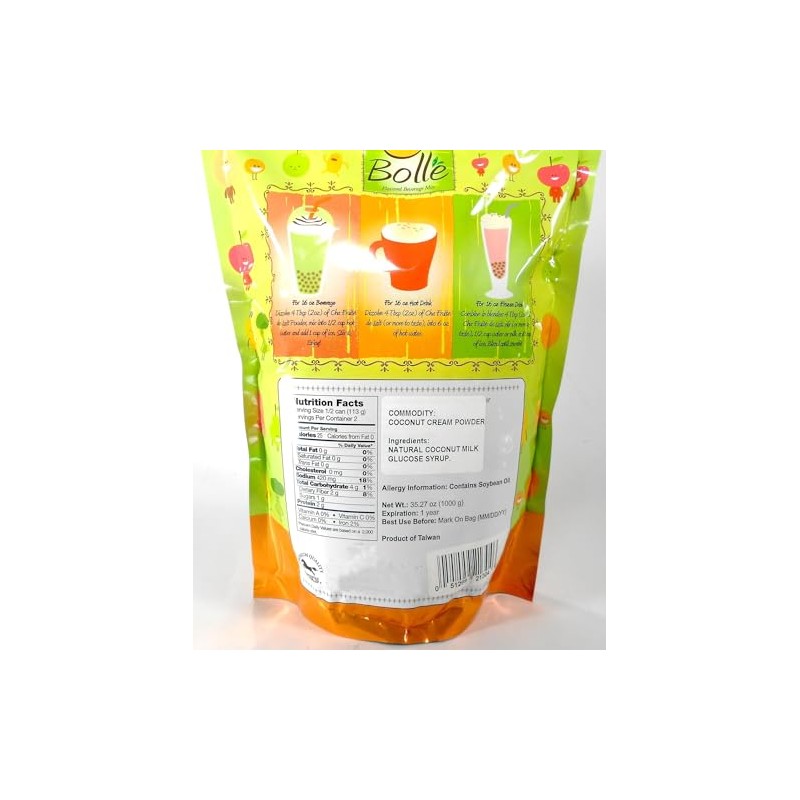 BOLLE Boba Bubble Tea Smoothie Powder Mix Drinks (Coconut)