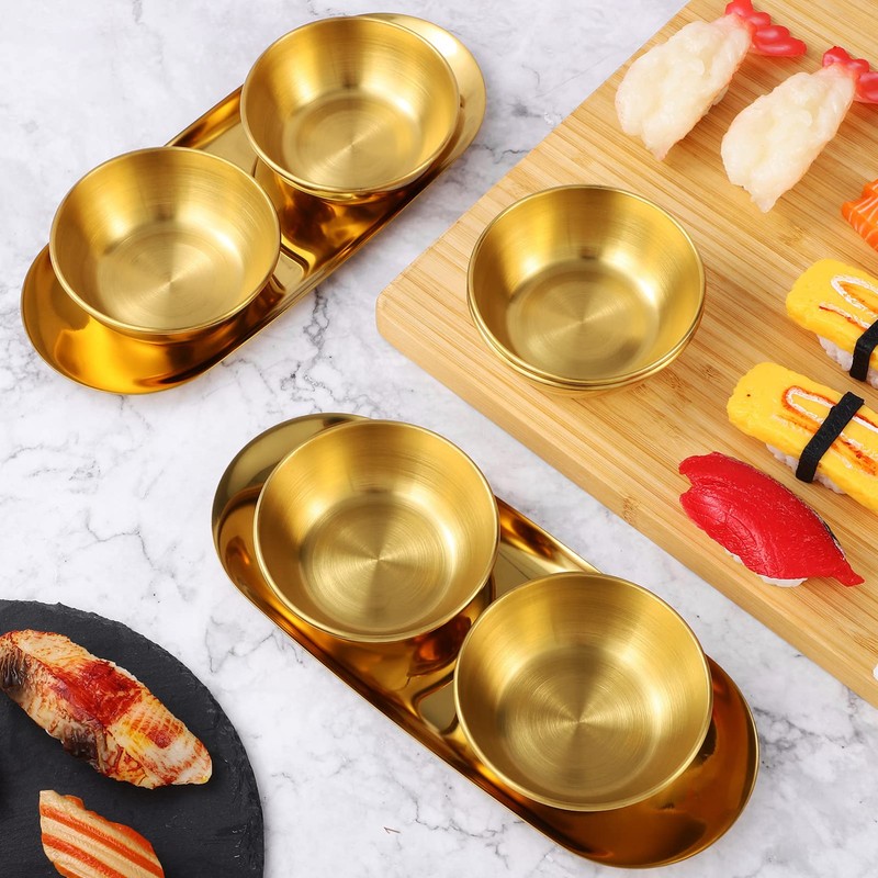 Golden Stainless Steel Sauce Dip Bowls Set of 6 with