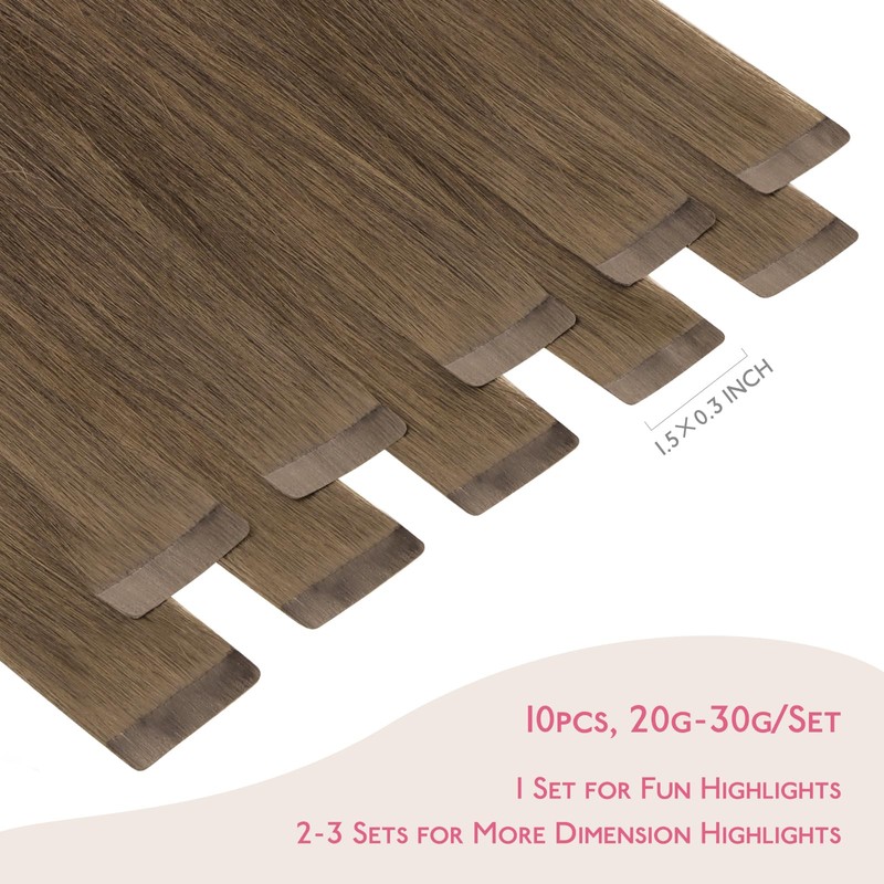 WENNALIFE Tape in Hair Extensions Human Hair Light Ash Brown