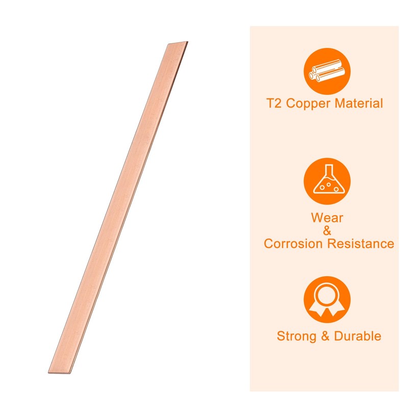 uxcell Copper Flat Bar, 0.12" Thickness x 1.18" Width x
