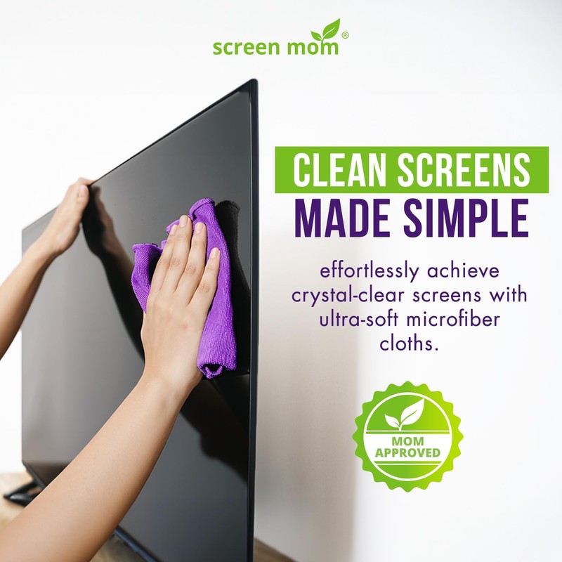 Screen Mom Screen Cleaner Purple Microfiber Cloths (4-Pack) - Microfiber