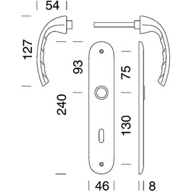 Hoppe Tokyo Lever on Long Plate Toilet Removal 90 mm Stainless Steel Effect – For Door Thickness 37 to 42 mm – Pack of 1 2947441