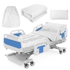 Oranbulb 3-Piece Bariatric Bedding Set - 42x80x12 Inch Deep Pocket Fitted Sheet, Pillowcases & Duvet Cover for Oversized Medical & Bariatric Mattresses - Soft Knitted, Durable & Stretchable (White)