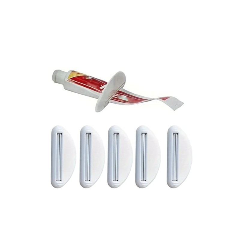 Toothpaste Tube Squeezer Dispenser, 5-Pack, Black, Blue, Red, White (5,