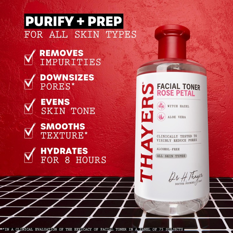 THAYERS Alcohol-Free Rose Petal Witch Hazel Facial Toner for Glowing