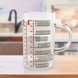 getDigital Messbecher Wissenschaft mit faszinierenden Fun Facts - Messkanne aus hitzebeständigem Glas für Geeks & Nerds - 1L Fassungsvermögen