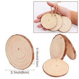 Fayavoo Wood Slices 50 Pcs 7-8cm Natural Wood Slices Unfinished Wood Craft Kit Predrilled Log Slices Wooden Circles Tree Slice for DIY Crafts Arts Painting Christmas Ornaments