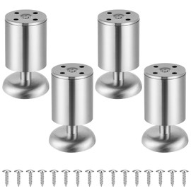 Vortix Set of 4 Stainless Steel Furniture Feet, Adjustable Furniture Feet, for Sofa Foot, Bathroom Furniture Feet, Bed Feet & Table Feet (Metal Colour, 8 cm)