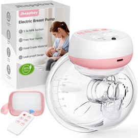 Jheppbay Electric Breast Pump Wearable, Remote Control Hands Free Breast Pump Portable for Mom, 3 Modes 12 Levels, BPA Free, Fit in Bra, Travel, Office, Home Breastfeeding