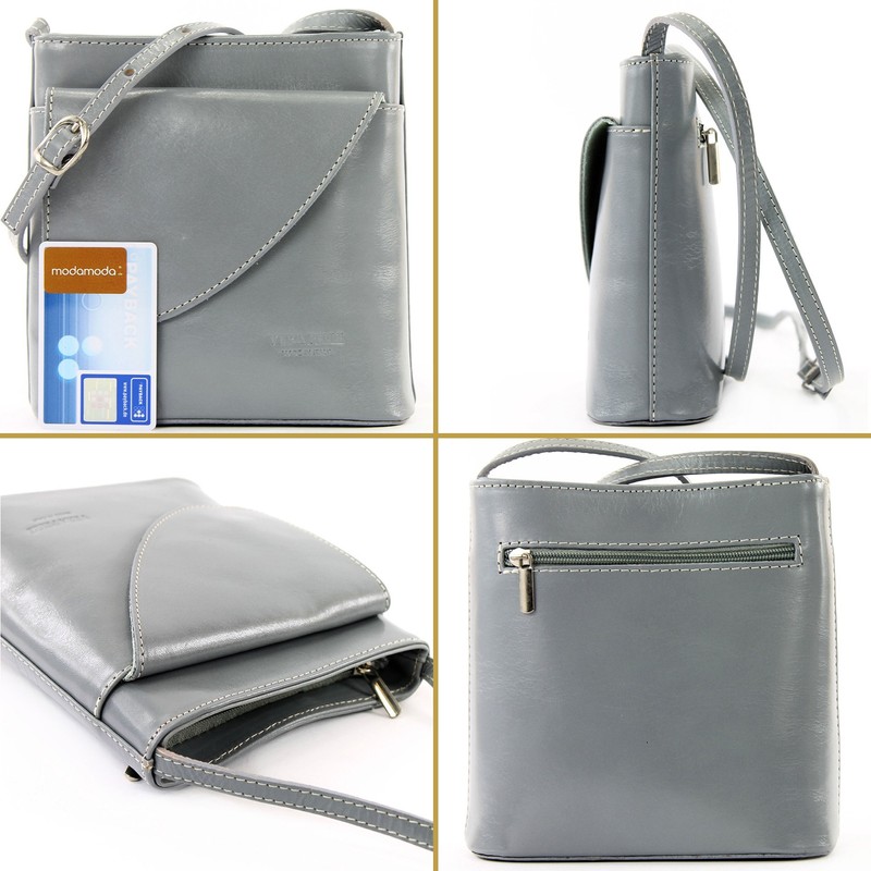 modamoda de Italian Small Leather Shoulder Bag D17 - -