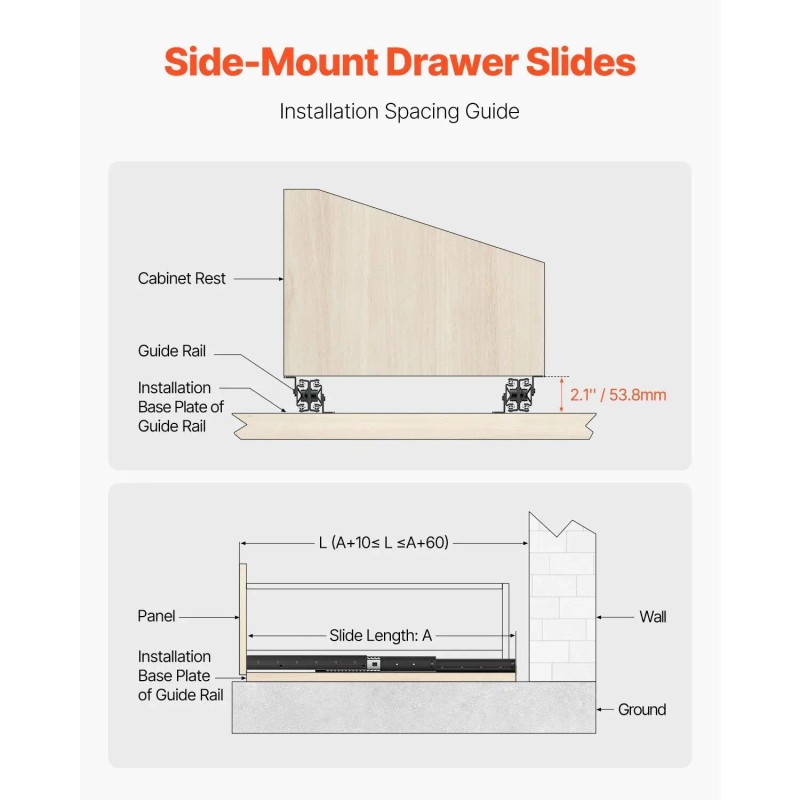 24 Inch Full Extension Ball Bearing Undermount Drawer Slides Heavy
