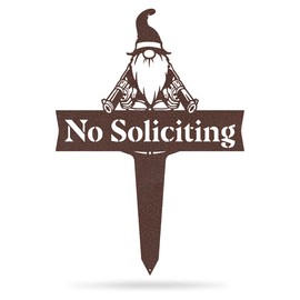 Realsteel Garden Gnome No Soliciting Yard Décor – No Soliciting Sign for House - Naughty Garden Gnomes - Backyard Decorations (Penny Vein)