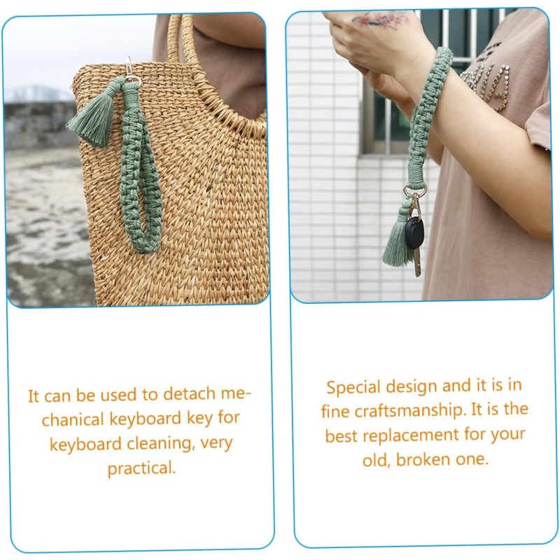 Llaveros De Macramé Para Mujer Pulsera De Muñeca Con Accesorio