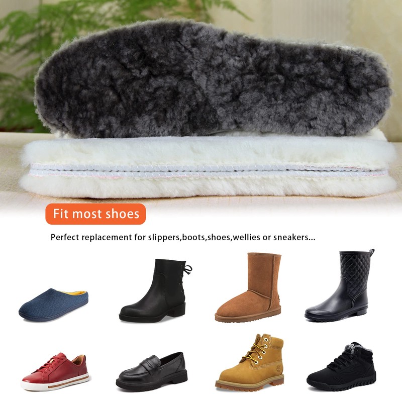 Yusimu Sheepskin Insoles for Women, Warm Fur Shoe Insoles, Thick