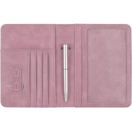 Unbranded Leather Passport Holder Cover Case RFID Blocking Travel Wallet (Rose Gold)