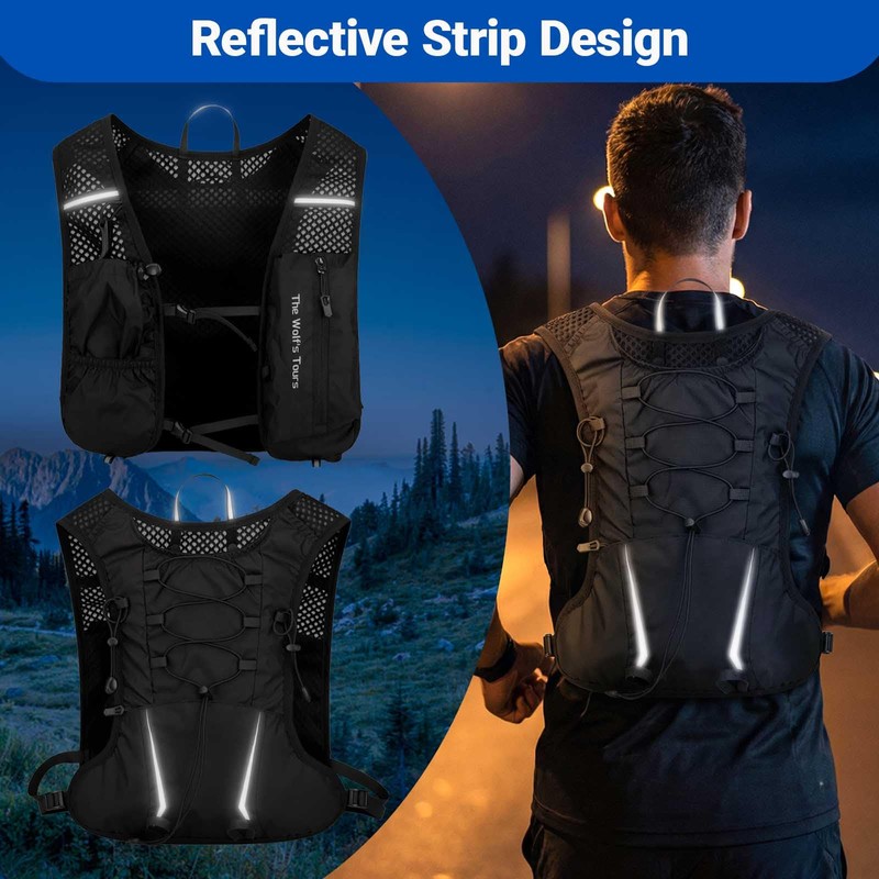 Running Vest Hydration Backpack Men Women, Lightweight Breathable Reflective Strips