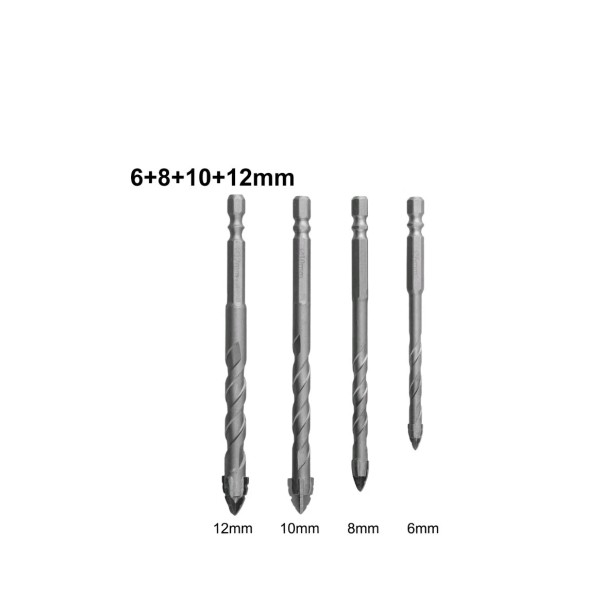 Unbranded 4pcs Four-Flute Eccentric Drill Drilling Glass Tile Punching Triangle
