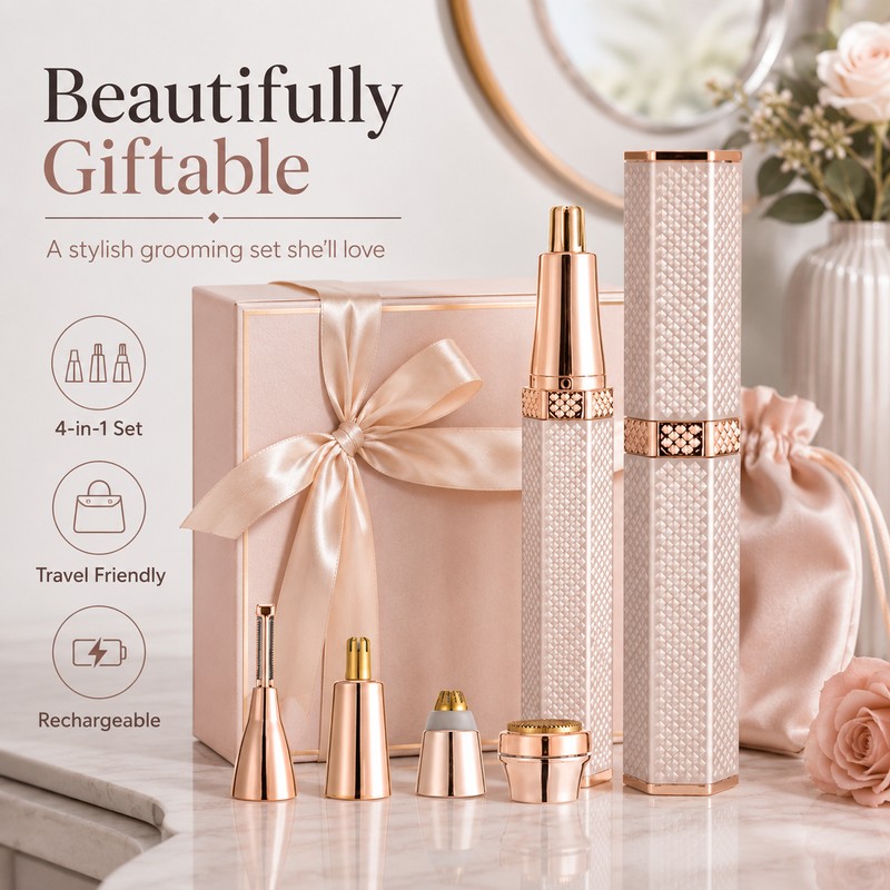 4-in-1 Electric Facial Shaver for Women – Rechargeable Hair Remover