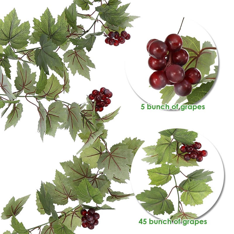 SENCOS Artificial Grape Vine Leaf Garland Plant with 5 Strings