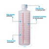 Consolidated Plastics Cylinder Measure Bottle with Cap, HDPE, Natural, 16oz.,