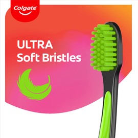 Colgate Limited Edition Ultra Soft Toothbrush, manual toothbrush, 0.1mm ultra soft bristles, gentle on gums, high density tufting, removes plaque, protects from cavities
