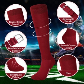 Haysandy Baseball or Softball Sock and Belt Combo Set 3 Football Baseball Socks with Softball Belt for Kids Youth Adult(Large,Brick Red)