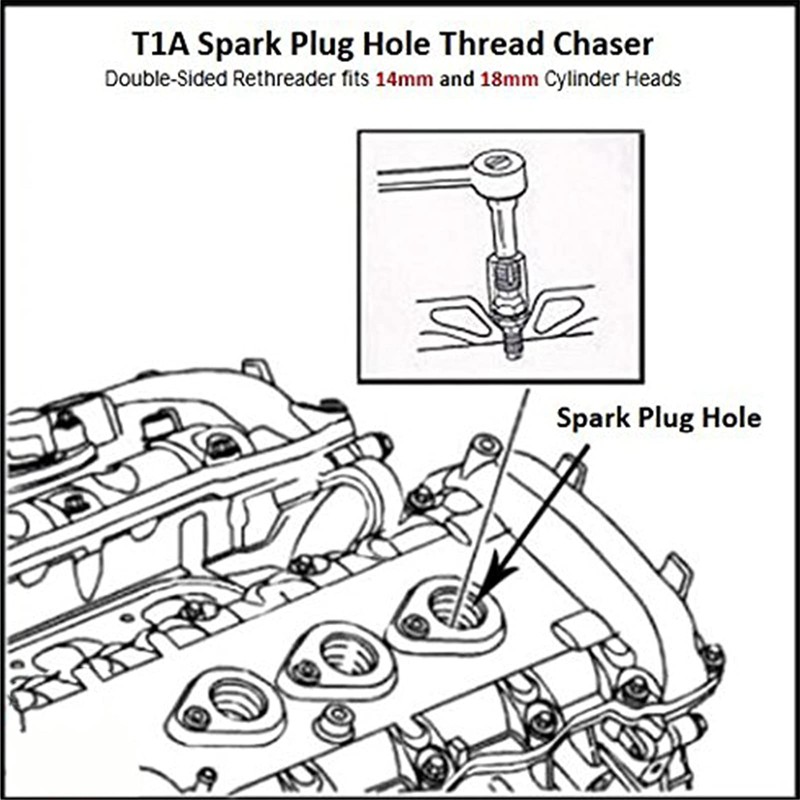 Alltooetools Spark Plug Hole Thread Repair Chaser Tool M10 x
