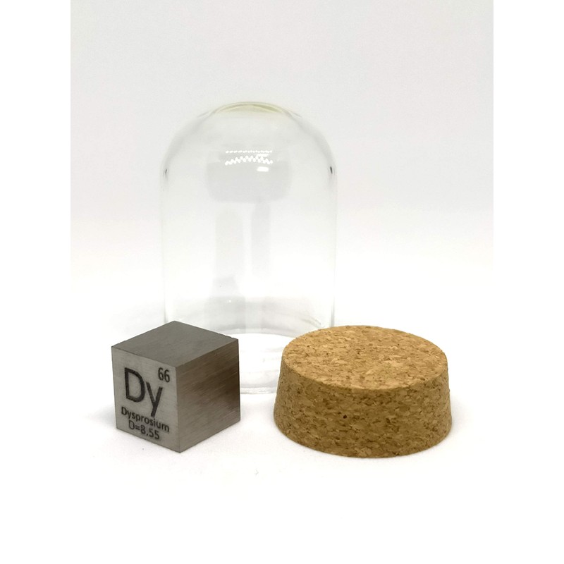 Elemental Specimen Dysprosium Dy (0.4 inch (10 mm) Cube, Engraved