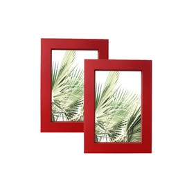 CURTEK Paquete de 2 marcos de fotos rojos de 5 x 7 pulgadas con cojín removible para mostrar fotos de 4.8 x 6.8 pulgadas para exhibición en mesa y montaje en pared