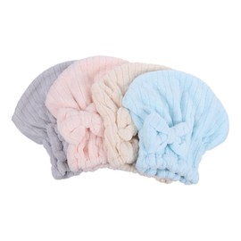 Vaguelly Coral Fleece Hair Drying Cap 4PCS Set Super Absorbent Fast Dry Hair Wraps for Women Thick Soft Towel at Home or Travel