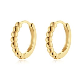 925 Silver Earrings for Women with Small Balls. Hoop Earrings Made of 925 Silver for Women or 18 K Gold, Ideal as a Gift for Mother's Day... Earrings Girls Jewellery Women, Gold - silver, No Gemstone