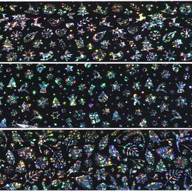 Set of 8 Winter Christmas Snow Snowflake Aurora Nail Foil Foil 4 Black & 4 Transparent Nail Sheet Nail Parts Nail Art