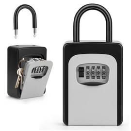 OWLKELA U-Shaped Key Box, All Alloy, Dial Type, All-Alloy Security Key Box, Key Box, Outdoor, 4-Digit Password, Box Key, Waterproof, Large Capacity, Anti-Theft, For Entryways, Offices, Warehouses, Home Use