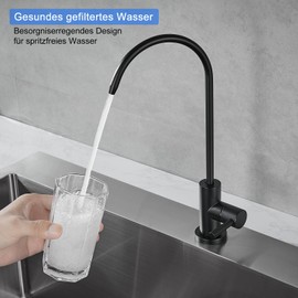 KEOKBON Drinking Water Faucet, Water Filter Faucet for Kitchen Sink, Water Purification Tap for Reverse Osmosis or Water Filter System, SUS304 Drinking Water Faucet (No Hot and Cold Water Tap) Black