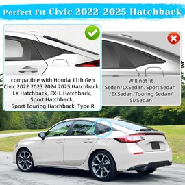 Alicatong Rear Side Window Louvers for 11th Gen Civic Hatchback Type R Compatible with Honda Civic 2025 2024 2023 2022 Exterior Accessories Air Vent Window Scoop Shades Blinds Cover(Carbon Fiber)