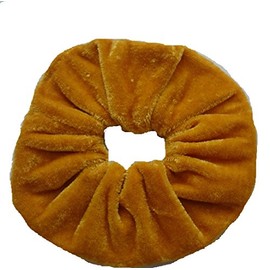 AADYA® Pair of Extra Large (15CM) Velvet Hair SCRUNCHIES Elastic Scrunchy Hair BOBBLES (Golden Yellow)