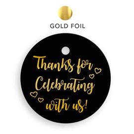 Thank You Tags Kraft, Gold Foil - 40 Pack - Wedding or Party, Hot Stamp Press (Circle Kraft 2)