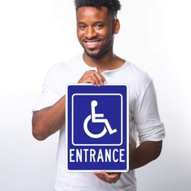Sigo Signs, Handicap Entrance Sign, 10x14 Inches, Rust Free .040 Aluminum, Fade Resistant, Made in USA