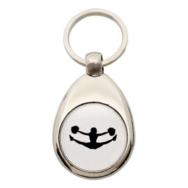 Huuraa Keyring Cheerleader Silhouette Gift Metal Shopping Trolley Token Cheerleader Gift Idea