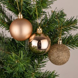 60mm/6Pcs Christmas Baubles Shatterproof Champagne Gold, Christmas Tree Decorations Ball Ornaments Balls Xmas Hanging Decorations Holiday Decor - Shiny,Matte,Glitter