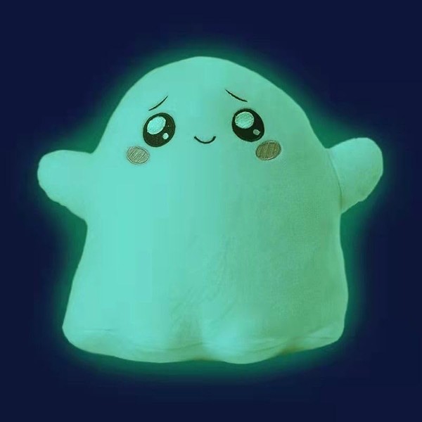 Maomoto Peluche fantasma che si illumina al buio, cuscino di peluche fantasma dei cartoni animati, peluche Foxy e squadrato, per bambini (fantasma)