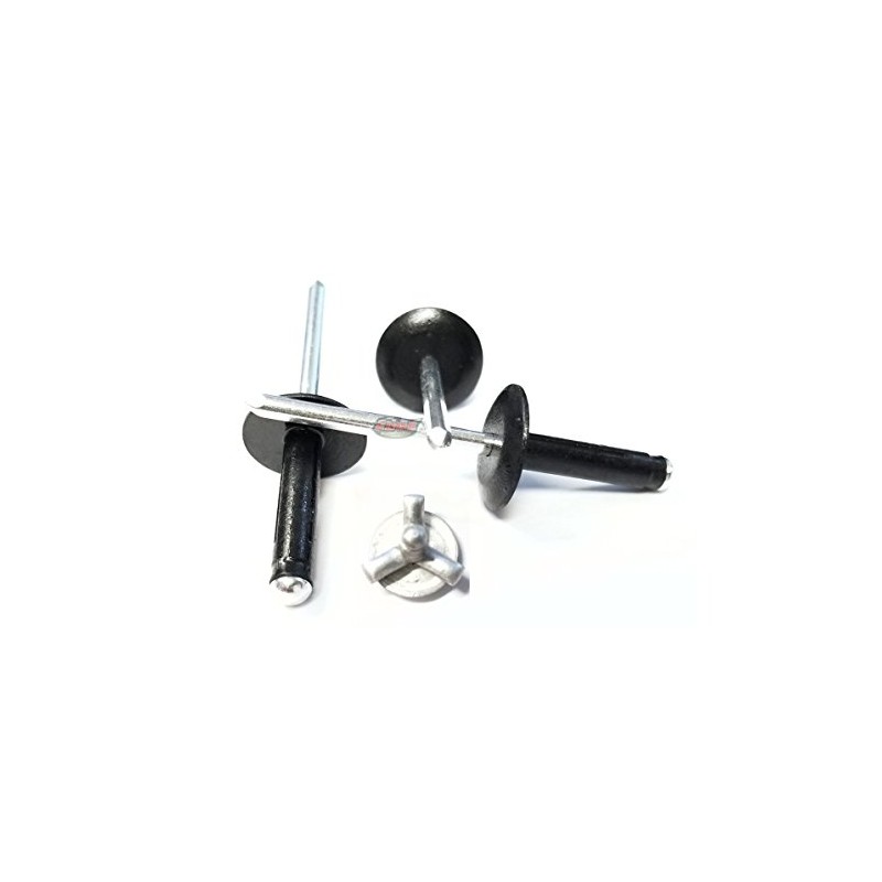 Black Exploding Pop Rivets 3/16" Tri-Fold Large Head Aluminum Mandrel